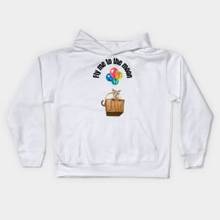 Flying kitten in the basket Kids Hoodie